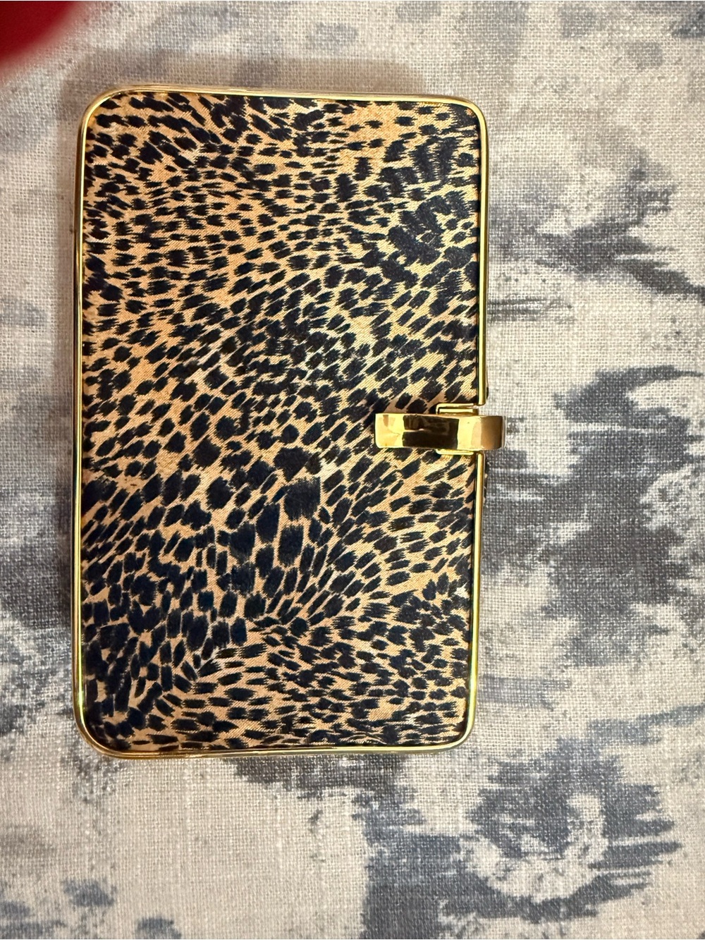 Leopard Print Clutch with Gold Trim - Women's Wristlet